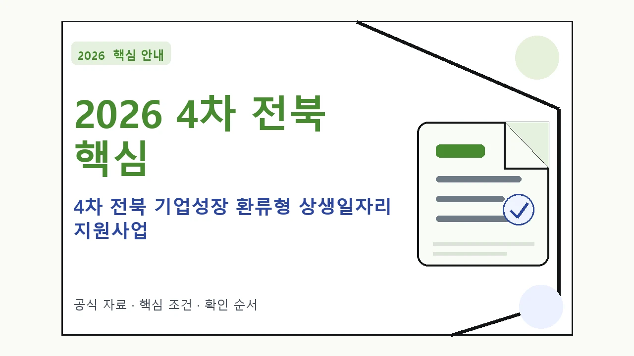 2026 4차 전북 기업성장 환류형 상생일자리 지원사업 지원대상·신청절차·문의처
