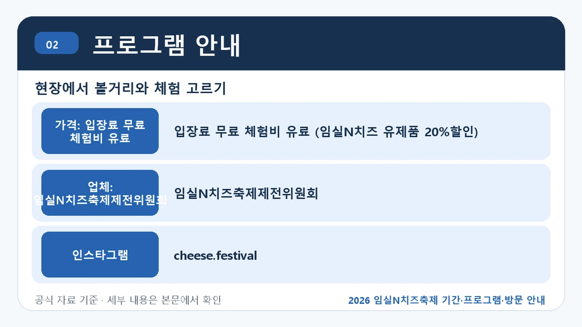 2026 임실N치즈축제 기간·프로그램·방문 안내 프로그램 안내 핵심 정보를 정리한 안내 이미지