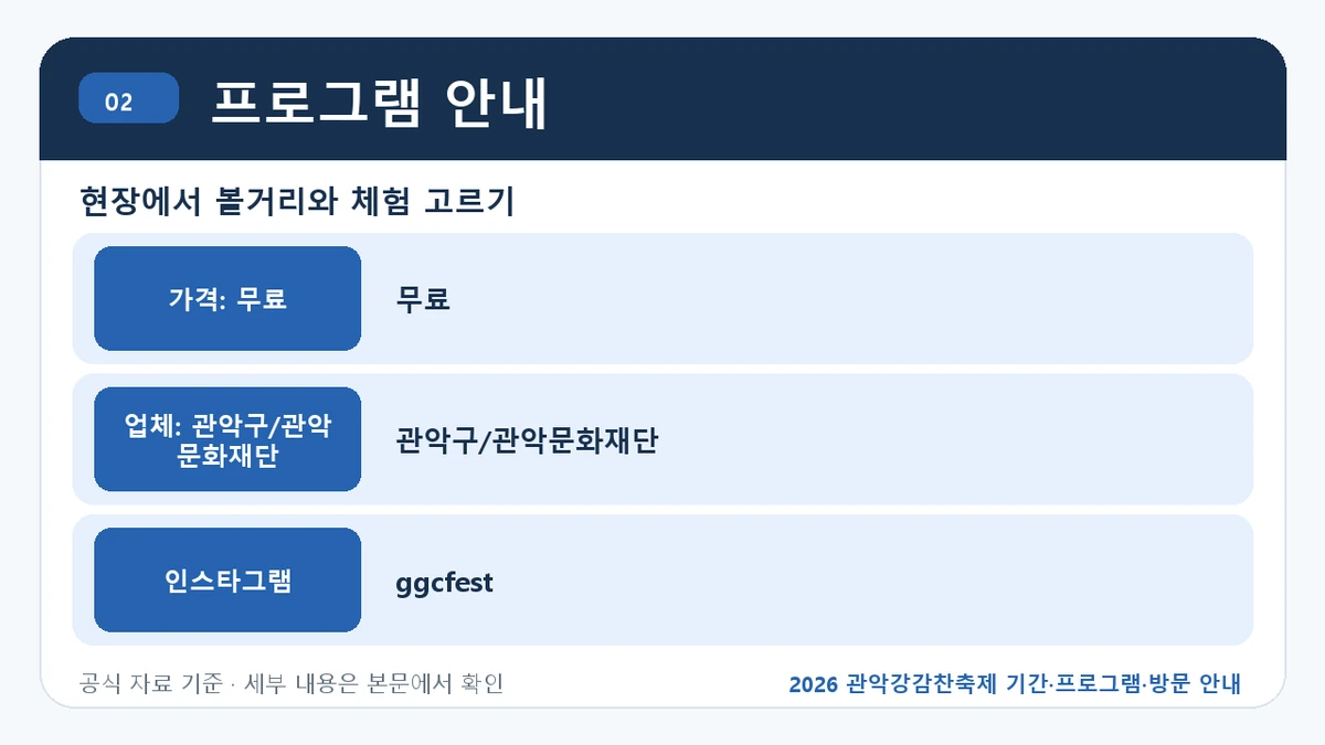 2026 관악강감찬축제 기간·프로그램·방문 안내 프로그램 안내 핵심 정보를 정리한 안내 이미지