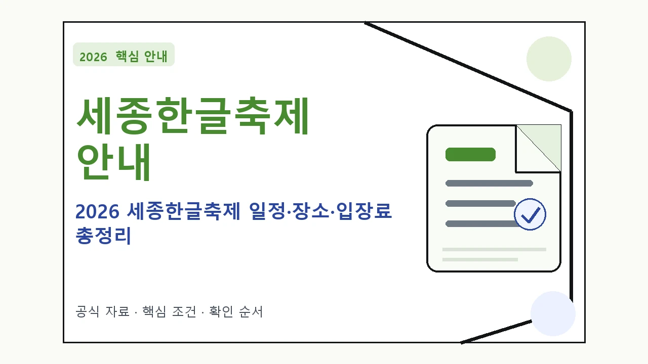 2026 세종한글축제 일정·장소·입장료 총정리 일정과 프로그램을 정리한 안내형 대표 이미지