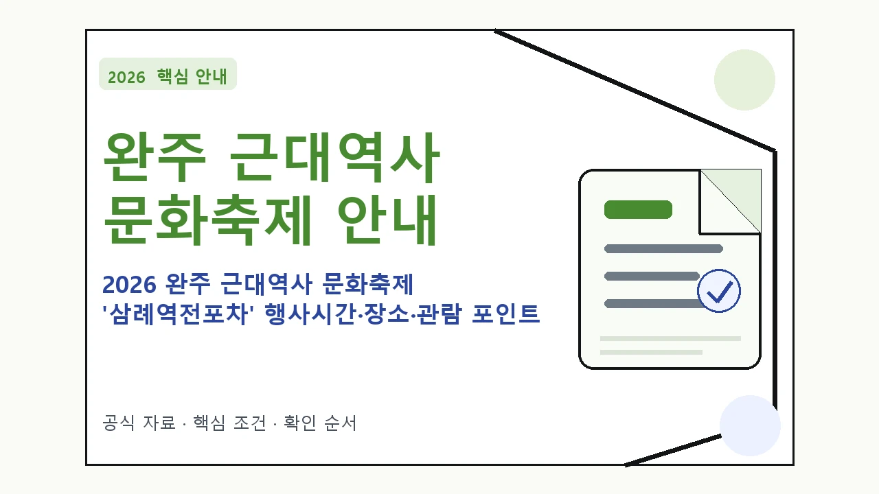 2026 완주 근대역사 문화축제 ‘삼례역전포차’ 행사시간·장소·관람 포인트