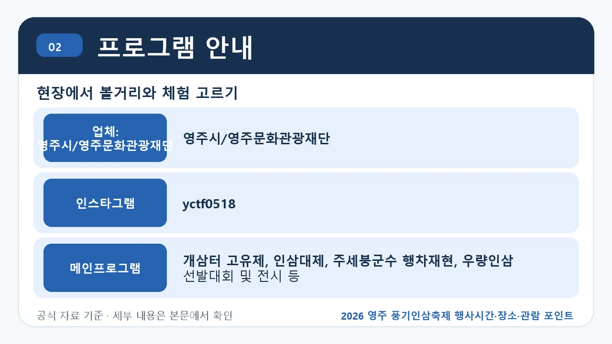2026 영주 풍기인삼축제 행사시간·장소·관람 포인트 프로그램 안내 핵심 정보를 정리한 안내 이미지