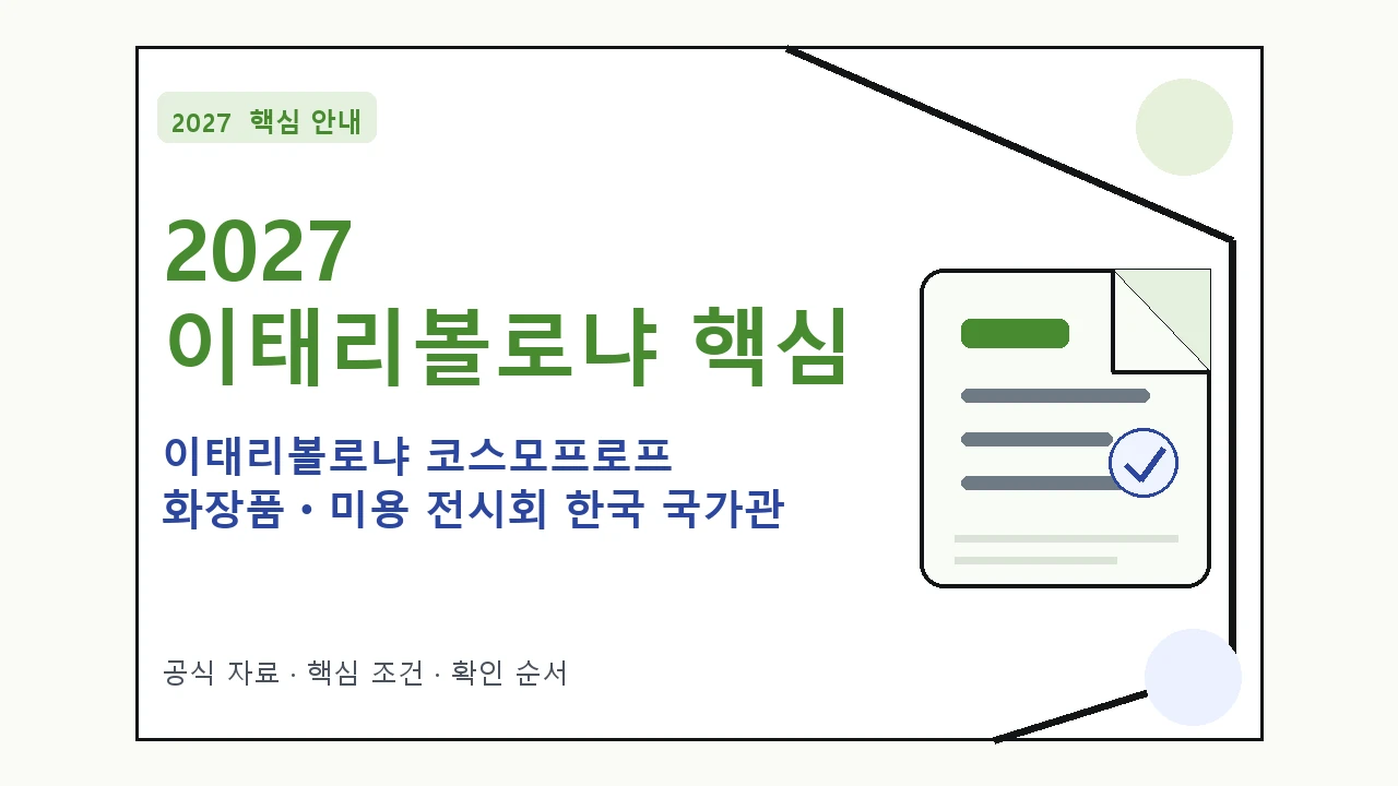 2027 이태리볼로냐 코스모프로프 화장품ㆍ미용 전시회 한국 국가관 지원대상·신청절차·문의처