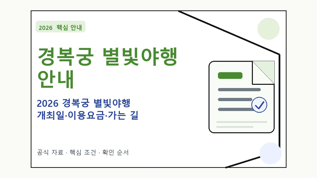 2026 경복궁 별빛야행 개최일·이용요금·가는 길 일정과 프로그램을 정리한 안내형 대표 이미지