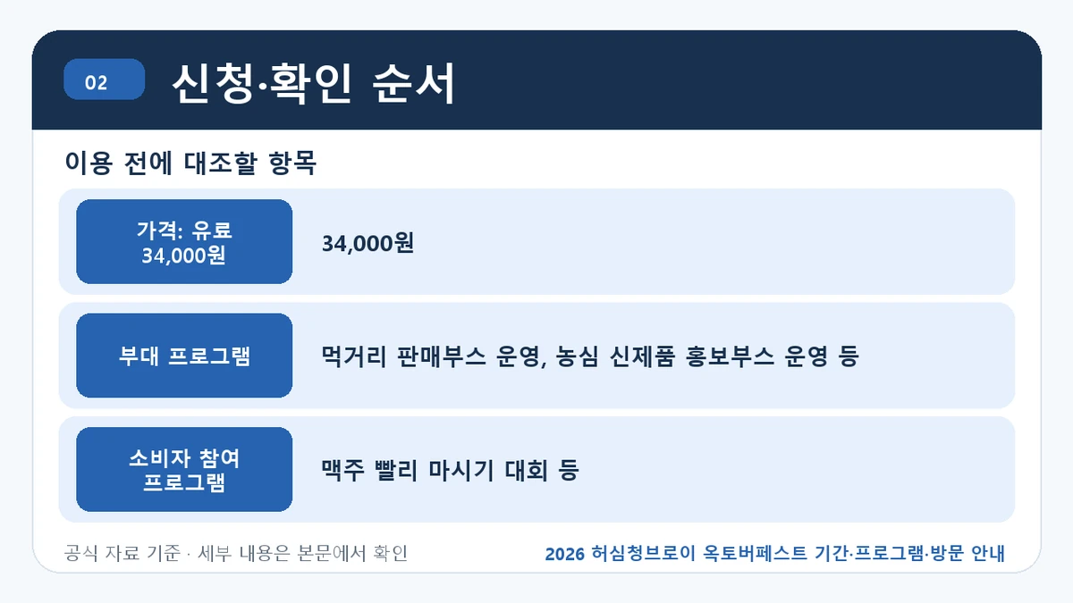 2026 허심청브로이 옥토버페스트 기간·프로그램·방문 안내 신청·확인 순서 핵심 정보를 정리한 안내 이미지