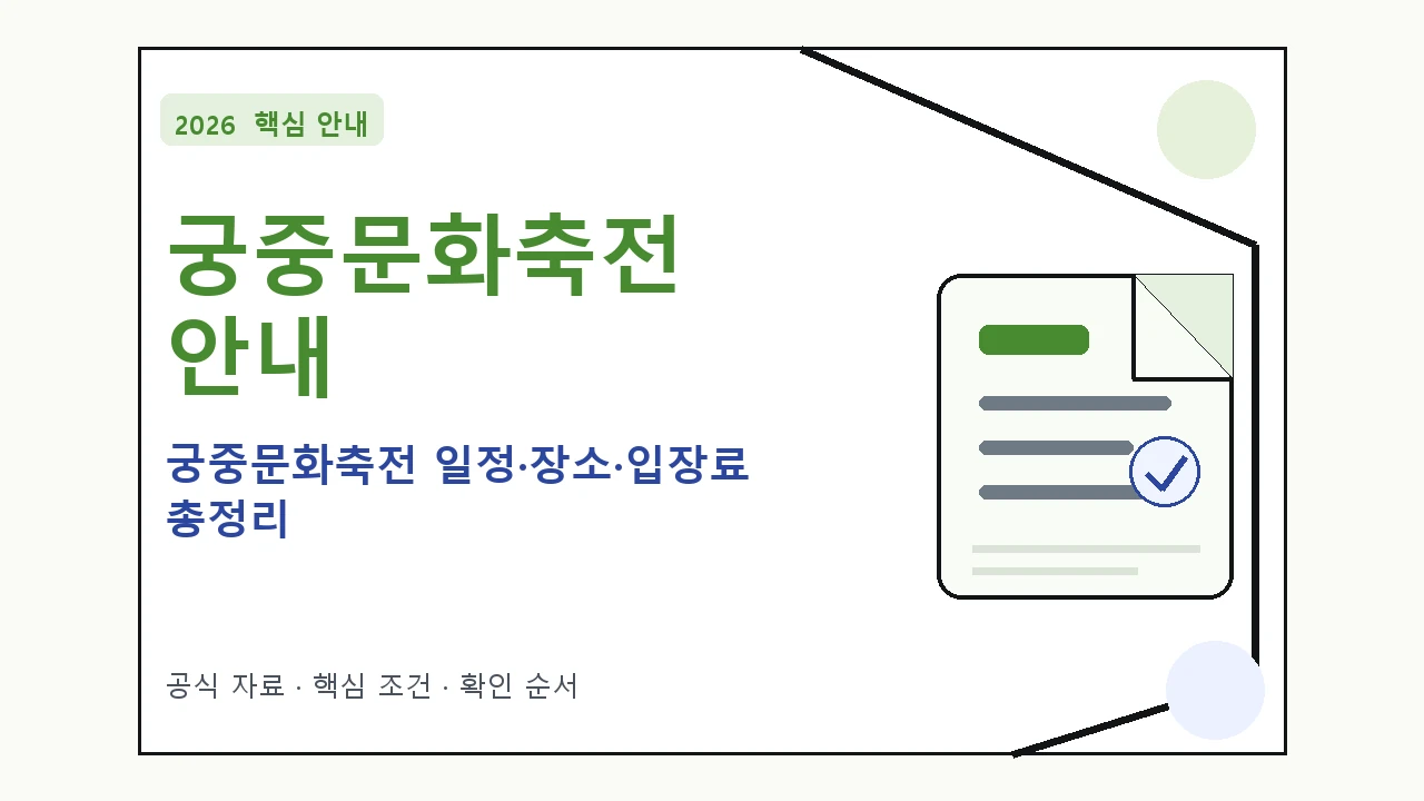 2026 궁중문화축전 일정·장소·입장료 총정리